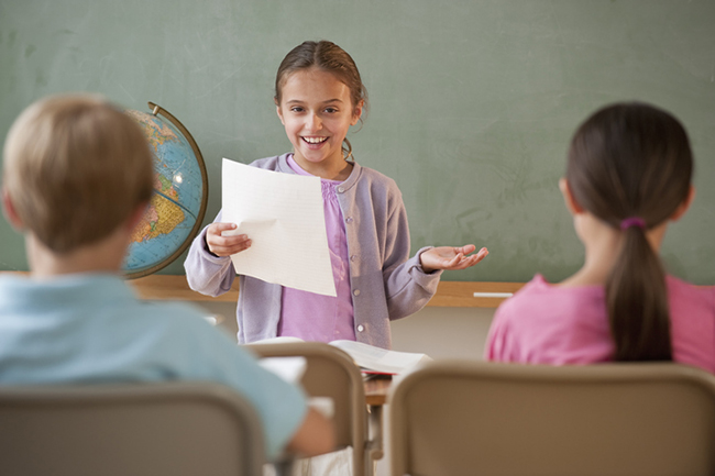 students talking